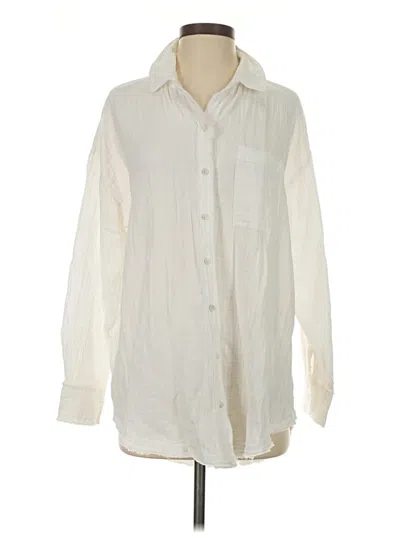 Aerie Long Sleeve Button Down Shirt In Ivory