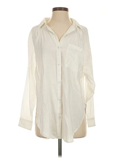 Pre-owned Aerie Long Sleeve Button Down Shirt In Ivory