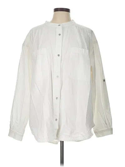 Pre-owned Aerie Long Sleeve Button Down Shirt In Ivory