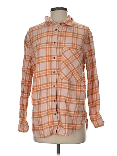 Pre-owned Aerie Long Sleeve Button Down Shirt In Orange