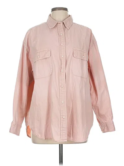 Pre-owned Aerie Long Sleeve Button Down Shirt In Pink