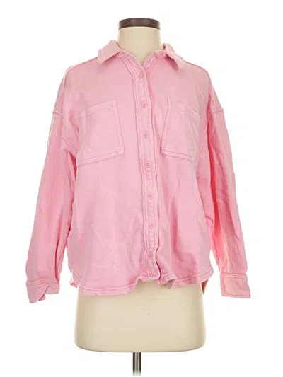 Pre-owned Aerie Long Sleeve Button Down Shirt In Pink