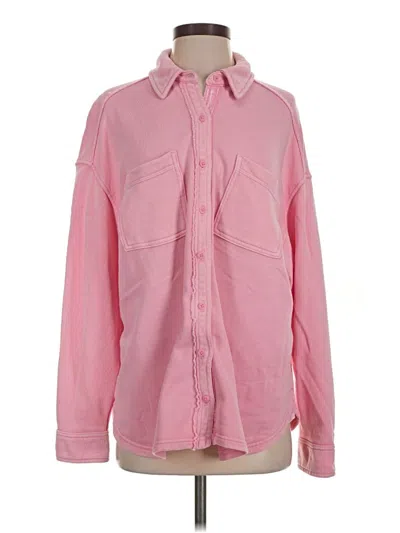 Pre-owned Aerie Long Sleeve Button Down Shirt In Pink