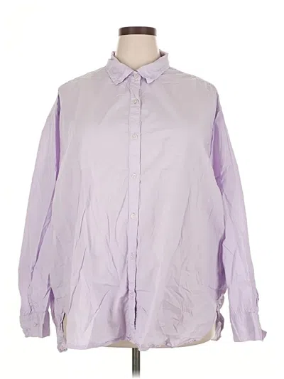 Pre-owned Aerie Long Sleeve Button Down Shirt In Purple