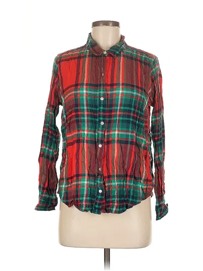 Pre-owned Aerie Long Sleeve Button Down Shirt In Red