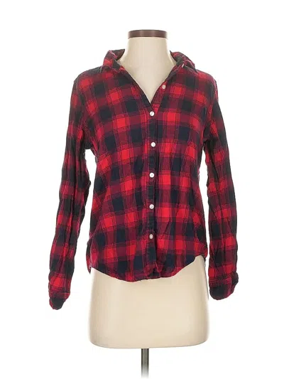 Pre-owned Aerie Long Sleeve Button Down Shirt In Red