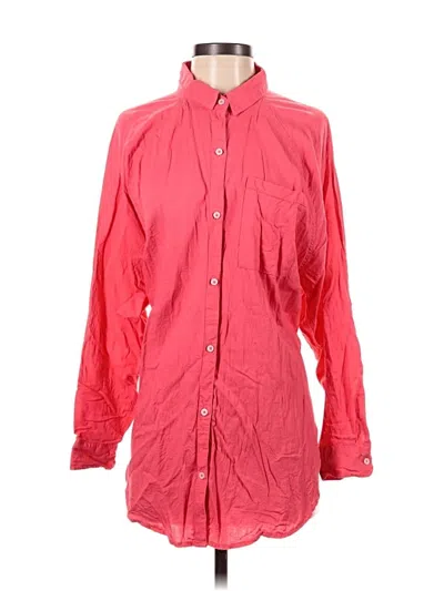 Pre-owned Aerie Long Sleeve Button Down Shirt In Red