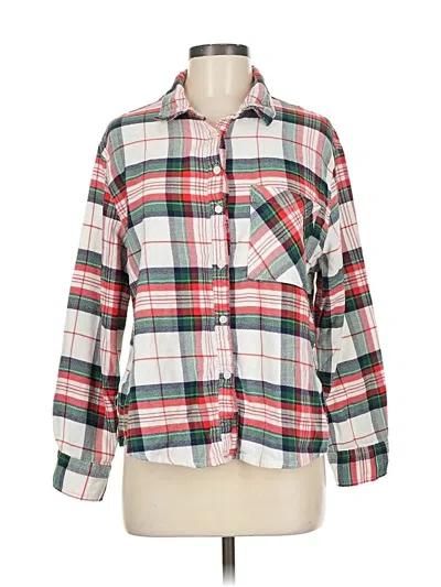 Pre-owned Aerie Long Sleeve Button Down Shirt In Red