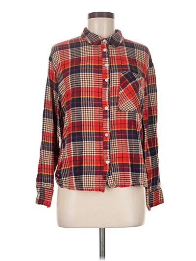 Pre-owned Aerie Long Sleeve Button Down Shirt In Red