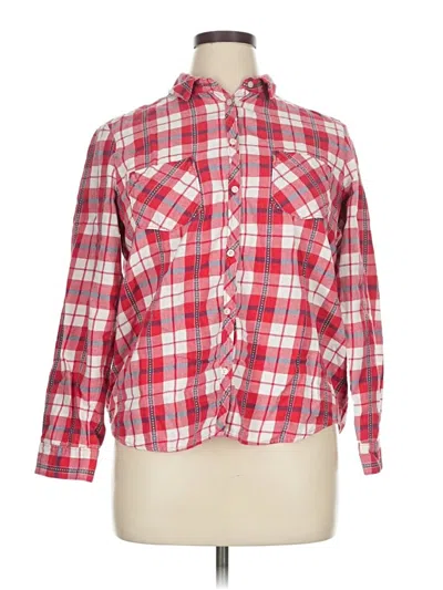 Pre-owned Aerie Long Sleeve Button Down Shirt In Red
