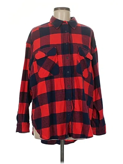 Pre-owned Aerie Long Sleeve Button Down Shirt In Red
