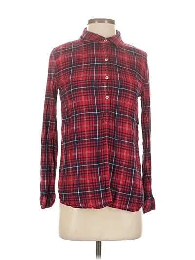 Pre-owned Aerie Long Sleeve Button Down Shirt In Red
