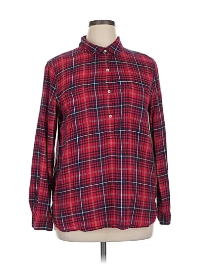 Pre-owned Aerie Long Sleeve Button Down Shirt In Red
