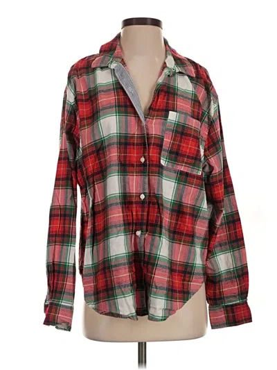 Pre-owned Aerie Long Sleeve Button Down Shirt In Red