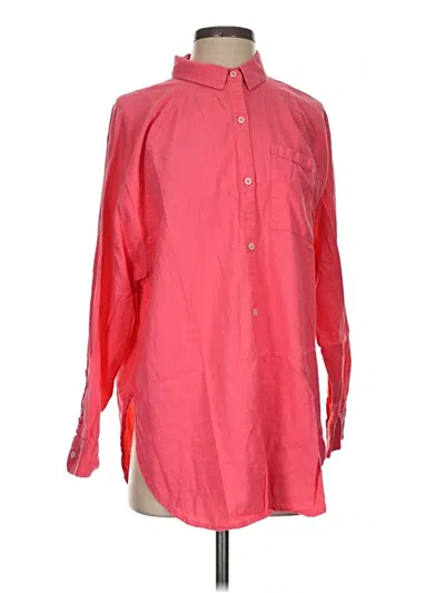 Pre-owned Aerie Long Sleeve Button Down Shirt In Red