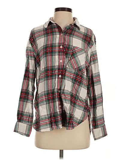Pre-owned Aerie Long Sleeve Button Down Shirt In Red
