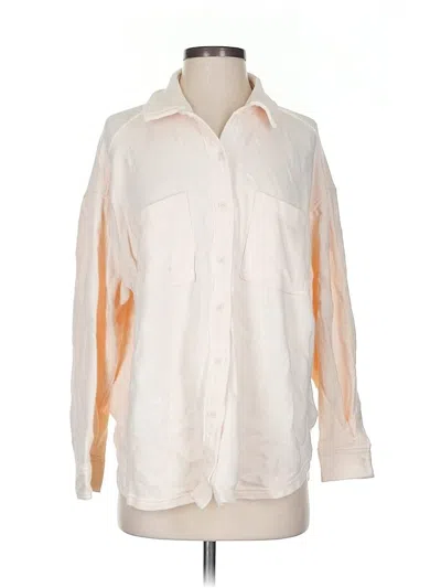 Pre-owned Aerie Long Sleeve Button Down Shirt In White