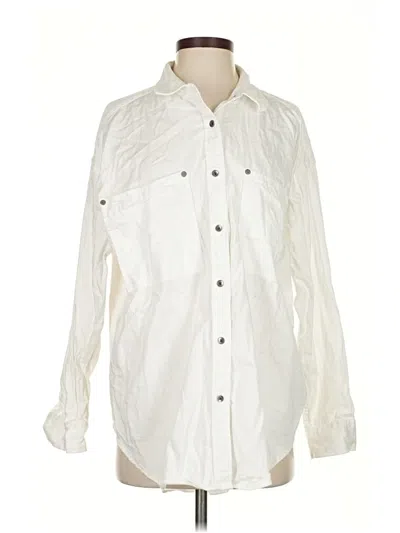 Pre-owned Aerie Long Sleeve Button Down Shirt In White