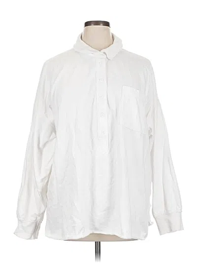 Pre-owned Aerie Long Sleeve Button Down Shirt In White