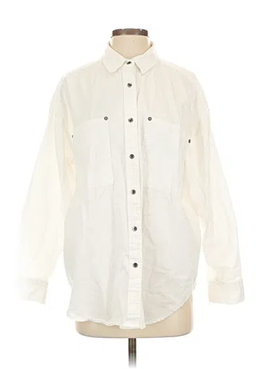 Pre-owned Aerie Long Sleeve Button Down Shirt In White