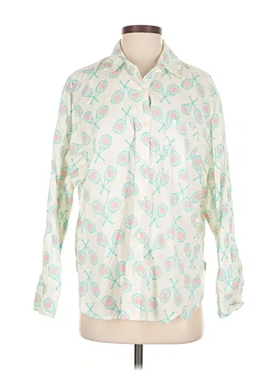 Pre-owned Aerie Long Sleeve Button Down Shirt In White