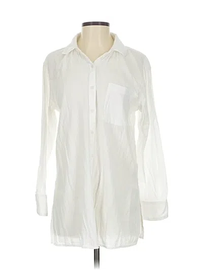 Pre-owned Aerie Long Sleeve Button Down Shirt In White