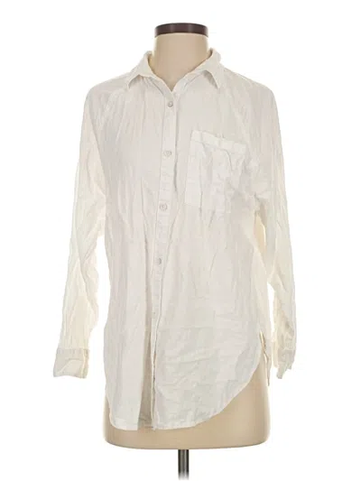 Pre-owned Aerie Long Sleeve Button Down Shirt In White