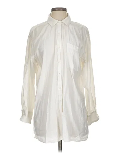Pre-owned Aerie Long Sleeve Button Down Shirt In White