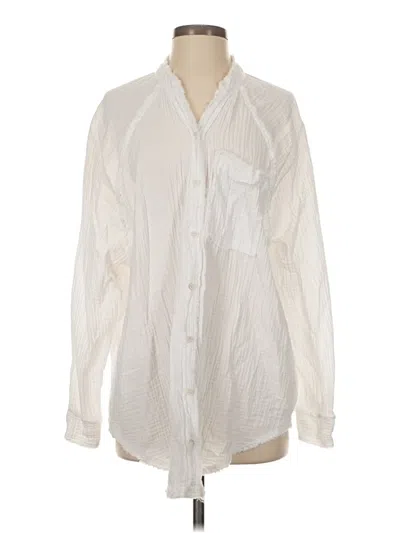 Pre-owned Aerie Long Sleeve Button Down Shirt In White