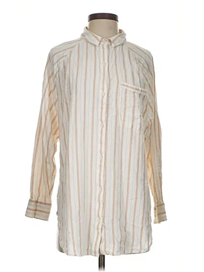 Pre-owned Aerie Long Sleeve Button Down Shirt In White