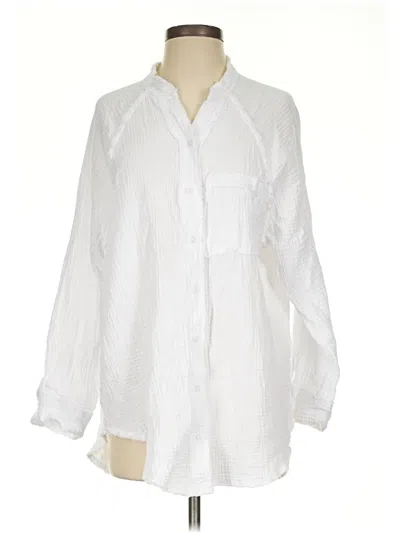 Pre-owned Aerie Long Sleeve Button Down Shirt In White