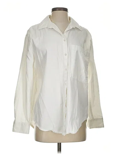 Pre-owned Aerie Long Sleeve Button Down Shirt In White