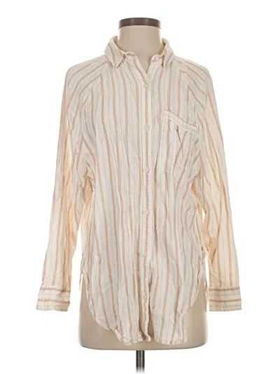 Pre-owned Aerie Long Sleeve Button Down Shirt In White
