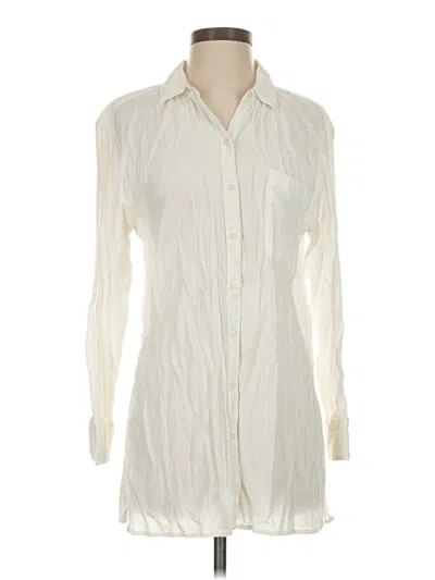 Pre-owned Aerie Long Sleeve Button Down Shirt In White