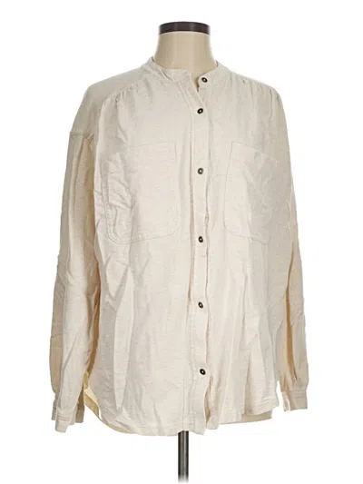 Pre-owned Aerie Long Sleeve Button Down Shirt In White