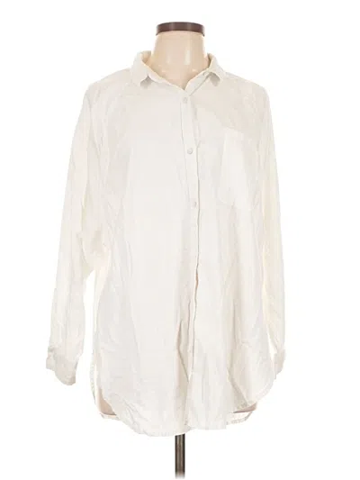 Pre-owned Aerie Long Sleeve Button Down Shirt In White