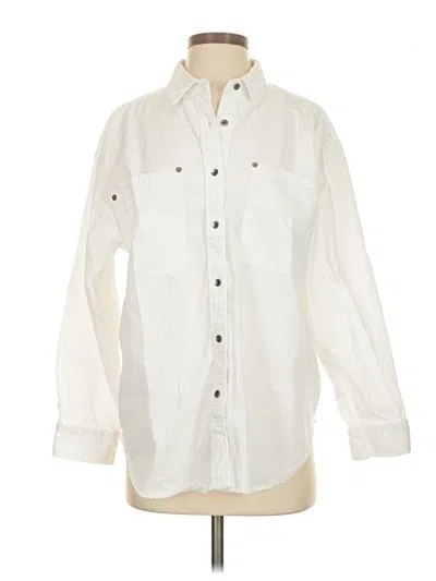Pre-owned Aerie Long Sleeve Button Down Shirt In White