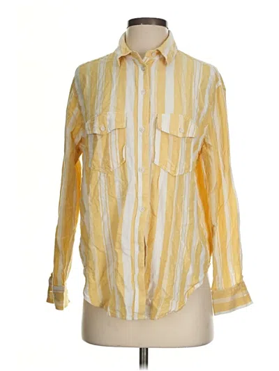 Pre-owned Aerie Long Sleeve Button Down Shirt In Yellow