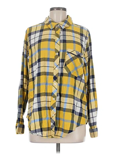 Pre-owned Aerie Long Sleeve Button Down Shirt In Yellow