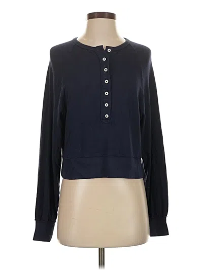 Pre-owned Aerie Long Sleeve Henley Shirt In Blue