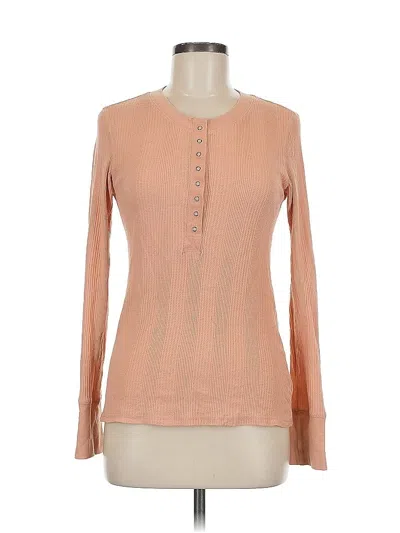 Pre-owned Aerie Long Sleeve Henley Shirt In Brown