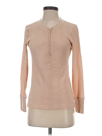Pre-owned Aerie Long Sleeve Henley Shirt In Brown