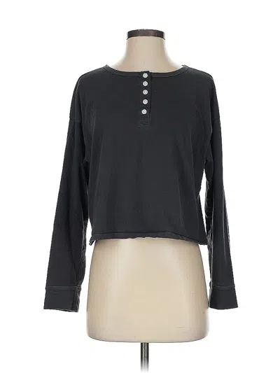 Pre-owned Aerie Long Sleeve Henley Shirt In Gray