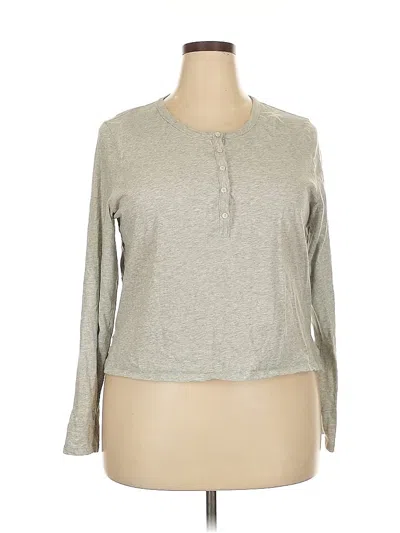 Pre-owned Aerie Long Sleeve Henley Shirt In Gray