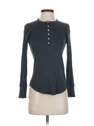 Pre-owned Aerie Long Sleeve Henley Shirt In Gray