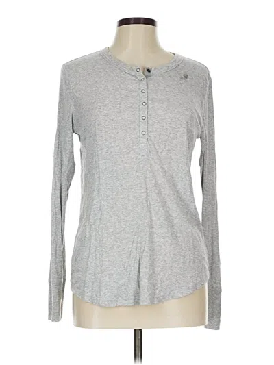 Pre-owned Aerie Long Sleeve Henley Shirt In Gray
