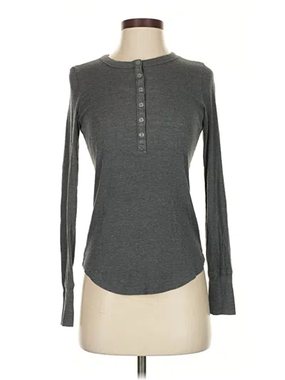 Pre-owned Aerie Long Sleeve Henley Shirt In Gray