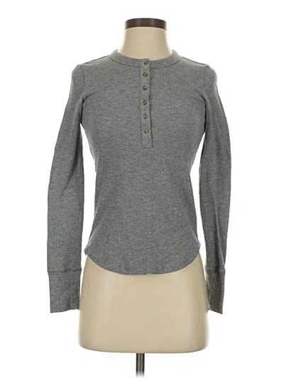 Pre-owned Aerie Long Sleeve Henley Shirt In Gray