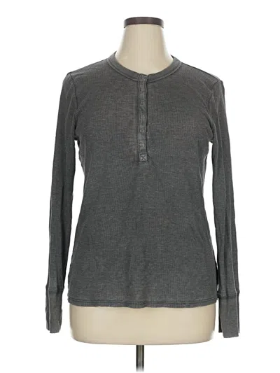 Pre-owned Aerie Long Sleeve Henley Shirt In Gray