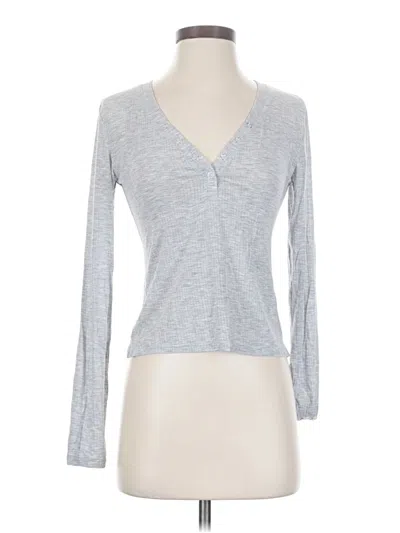 Pre-owned Aerie Long Sleeve Henley Shirt In Gray